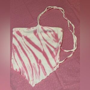 Pink and White Tie-Dye Halter Top